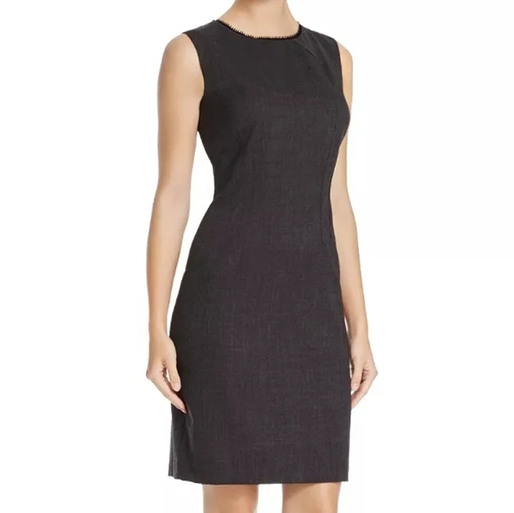 Elie Tahari Emory Wool Sheath Dress Grayed Navy Size 4 - Picture 3 of 15